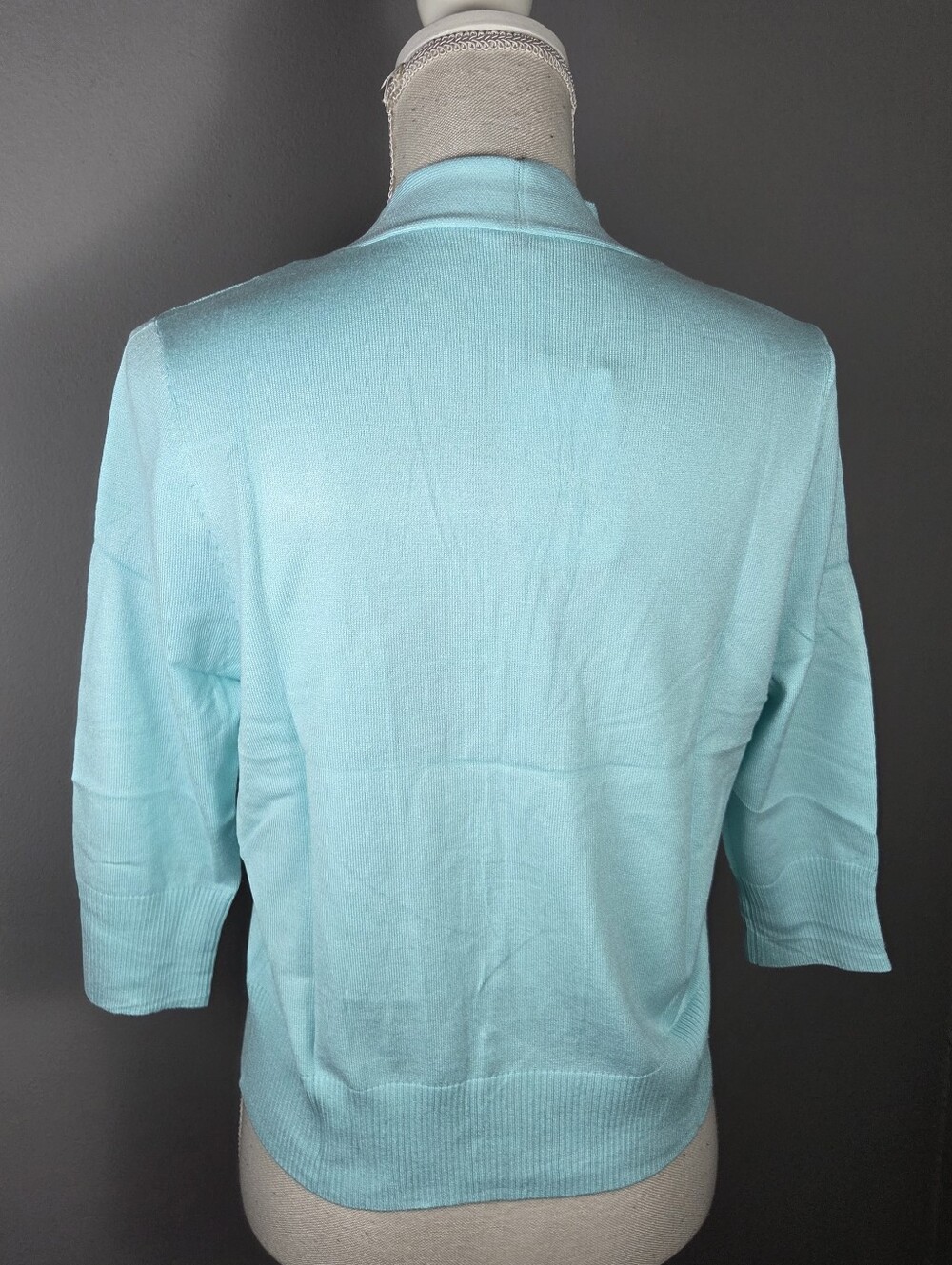 Aamilife Open Front Cardigan Knit Sweater NEW Medium -Mint Green -Quarter Sleeve - Picture 4 of 12